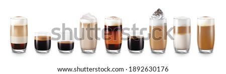 Coffee drinks realistic set with latte and americano isolated vector illustration Royalty-Free Stock Photo #1892630176
