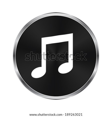Musical note icon - vector brushed metal button