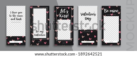 Editable Valentines Day Instagram stories vector template for social media