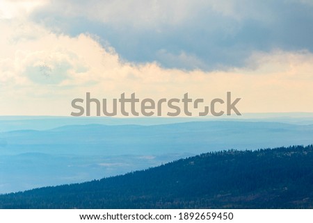 Mountain landscape view of forests and valleys