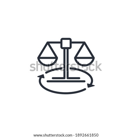 Legal scales and rotation arrow. Changes in legal rules and laws. Vector linear icon isolated on white background. Royalty-Free Stock Photo #1892661850