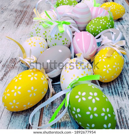 Easter eggs surrounded by rustic background