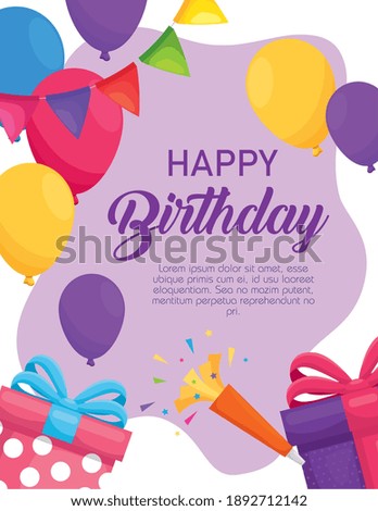 Happy birthday icon set design, Celebration surprise and party theme Vector illustration