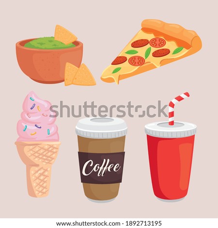 Fast food symbol set design of eat restaurant and menu theme Vector illustration