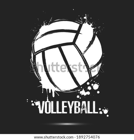 Volleyball ball icon. Abstract voolleyball ball for design logo, emblem, label, banner. Volleyball template on isolated background. Grunge style. Vector illustration