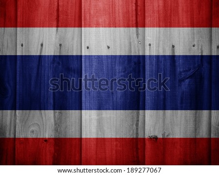 Thailand flag painted on wooden fence