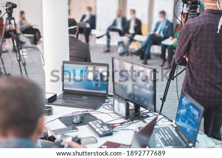 live internet streaming of business conference meeting Royalty-Free Stock Photo #1892777689