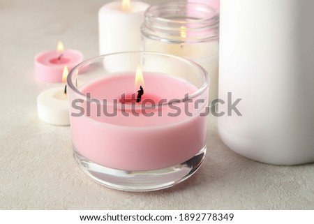 Scented candles for relax on white background Royalty-Free Stock Photo #1892778349