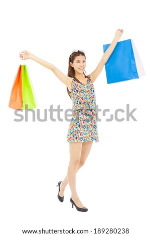 happy young asian woman with shopping bags