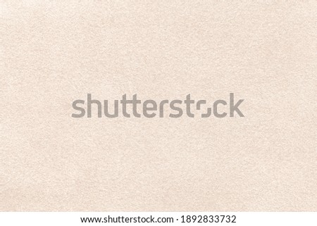 Light beige matte background of suede fabric, closeup. Velvet texture of seamless cream textile, macro. Structure of brown felt canvas backdrop. Royalty-Free Stock Photo #1892833732