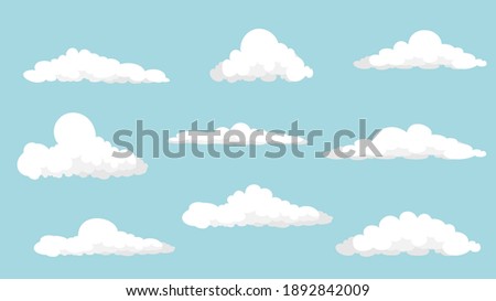 Cloud set, set of white cartoon clouds, white clouds collection flat style easy to edit, vector illustration. 