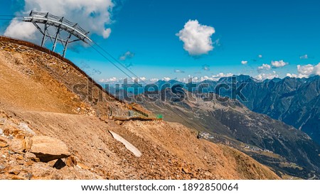 Beautiful alpine summer view at the famous Gaislachkogel summit, Soelden, Oetztal, Tyrol, Austria