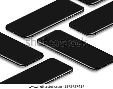 3D iPhone Mobile Phone Realistic Perspective Mockup Template Vector on White Background similar to iPhone