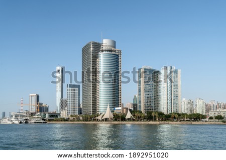 Sea and city view of Xiamen, China