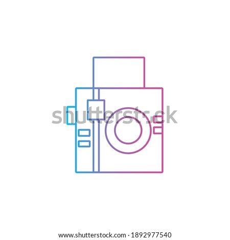 analogue square camera flat style outline line icon for photographer vector illustration