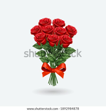 Realistic red rose bouquet. Vector illustration