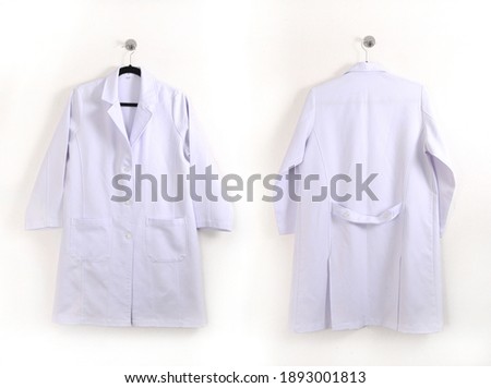 White lab coat on a white background Used for preventing dirt Royalty-Free Stock Photo #1893001813