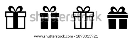 Gift box icons set. Gift boxes line style. Christmas gift. Surprising gift box flat style collection - stock vector.