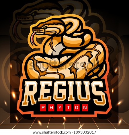 Regius python or Ball python mascot. esport logo design. Vector illustration