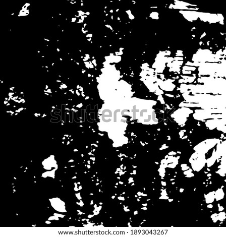 Aged tree bark, close up. White design elements on black colour background, vector illustration. 