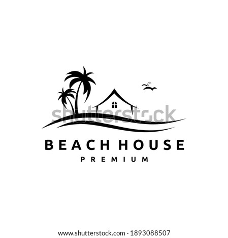 Beach House Logo Design Template Royalty-Free Stock Photo #1893088507