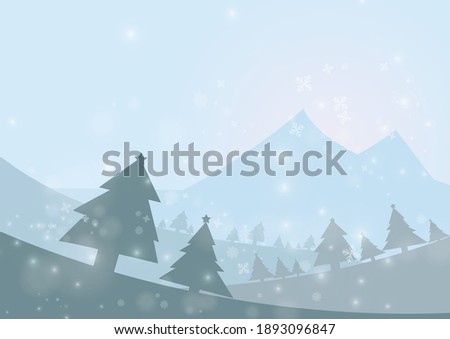 Vector : Christmas trees with snowflake on ice background