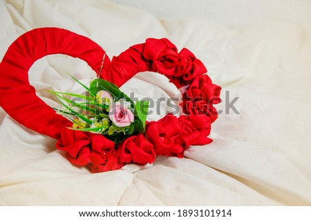 Valentine's day greeting card. Concept of love and romance. Romantic card with place for inscription.Festive greeting valentine from February 14. Heart with red roses close up