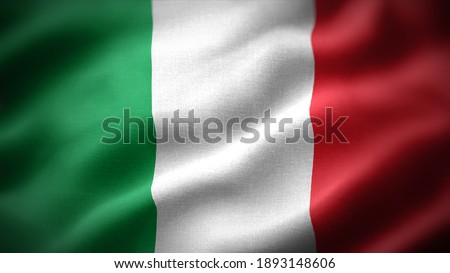close up waving flag of Italy. flag symbols of Italy. Royalty-Free Stock Photo #1893148606