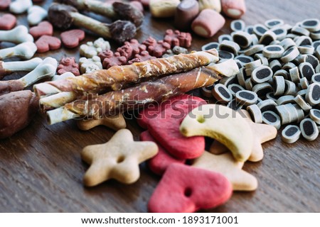 Dog tasty colored biscuits, snacks for dogs 