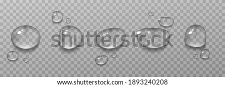 Vector water drops. PNG drops, condensation on the window, on the surface. Realistic drops on an isolated transparent background. Royalty-Free Stock Photo #1893240208