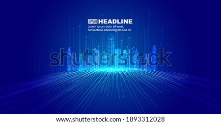 The forward extension of the line connects the urban architecture with the concept of the future city. Royalty-Free Stock Photo #1893312028