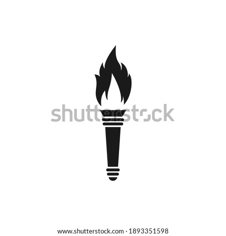 Torch flame icon flat style isolated on white background. Vector illustration