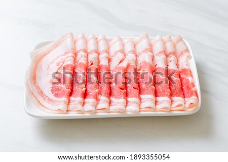 fresh raw pork belly sliced