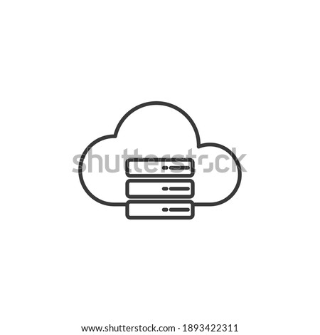 Cloud with server line icon, outline vector sign, linear style pictogram isolated on white. Cloud server symbol, logo illustration. Editable stroke Royalty-Free Stock Photo #1893422311