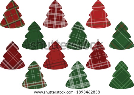 Christmas tree silhouettes. Clip art kit on white background