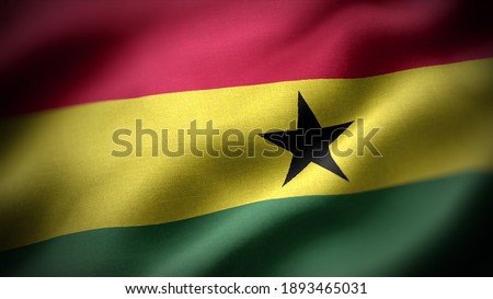 close up waving flag of Ghana. flag symbols of Ghana.