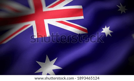 close up waving flag of Australia. flag symbols of Australia.