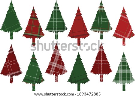 Christmas tree silhouettes. Clip art on white background