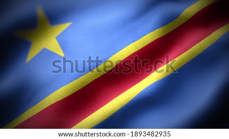 close up waving flag of Congo. flag symbols of Congo.