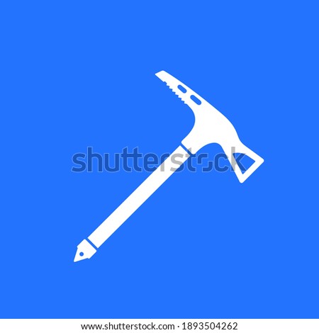climbing axe, vector white icon