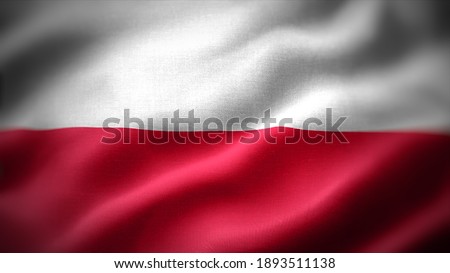 close up waving flag of Poland. flag symbols of Poland. Royalty-Free Stock Photo #1893511138