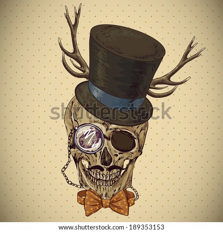 Hipster skull vintage background