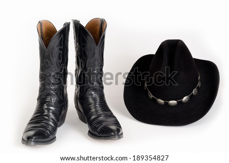 Cowboy Boots and Hat. Royalty-Free Stock Photo #189354827