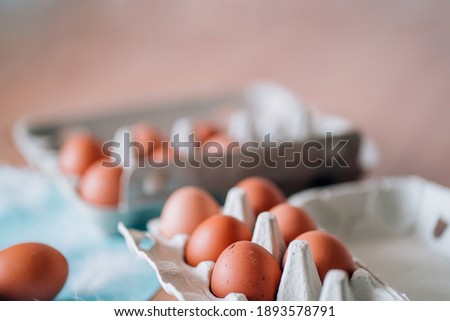 Closeup eggs on pastel background. Happy Easter, spring, holiday concept