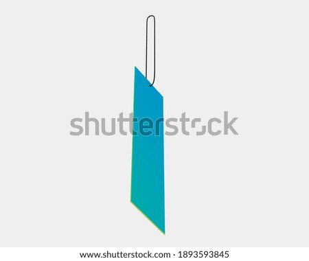 Long thin tag isolated on grey background. 3d rendering - illustration