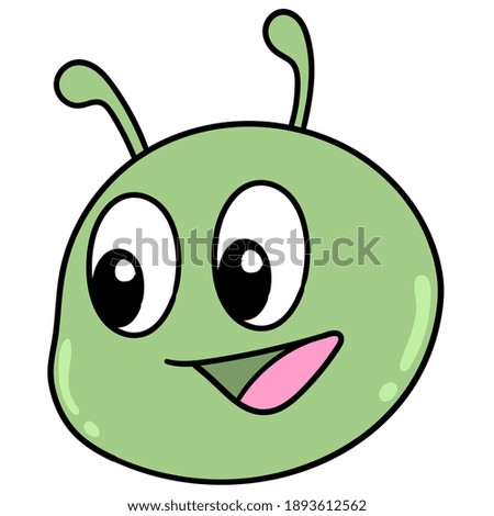caterpillar head emoticon with happy smiling face, character cute doodle draw. vector illustration