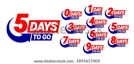 Countdown left days banner. count time sale. Nine, eight, seven, six, five, four, three, two, one, zero days left. Vector illustration Royalty-Free Stock Photo #1893637009