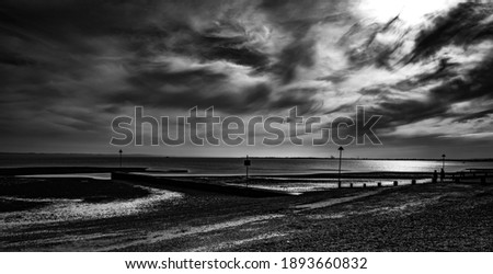 Black and white landscape from Southend-on-Sea beach