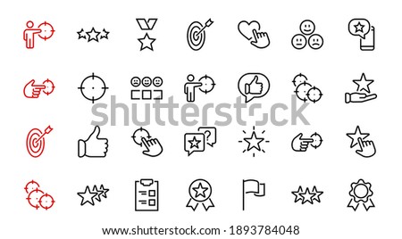 Simple Set Feedback, reviews thin line icons. Evaluation, review, STAR, LIKE and much more, Editable stroke. Vector illustration.