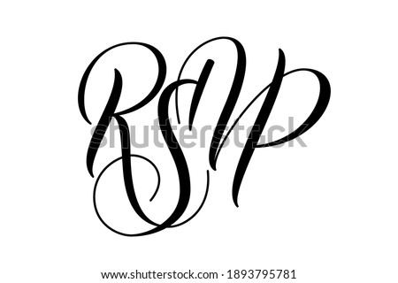 Modern brush calligraphy RSVP isolated on white background for wedding R.S.V.P. card. Vector illustration Royalty-Free Stock Photo #1893795781